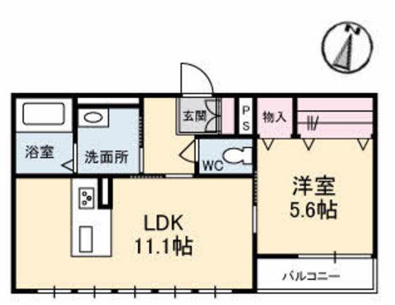 カーサ グレイス(1LDK/2階)の間取り写真
