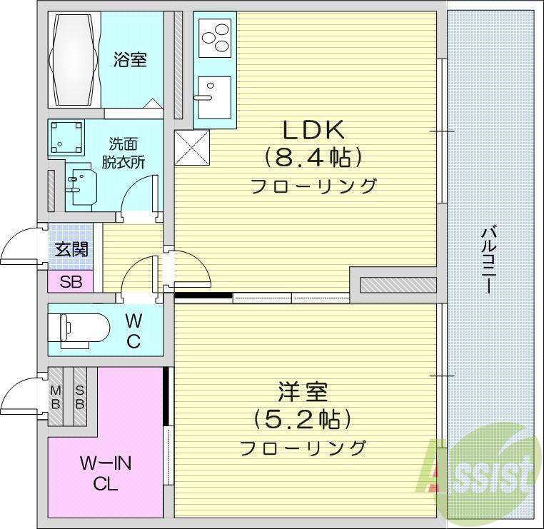 ブラウニー(1LDK/3階)の間取り写真