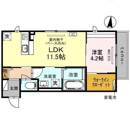 カーロマリー(1LDK/1階)の間取り写真