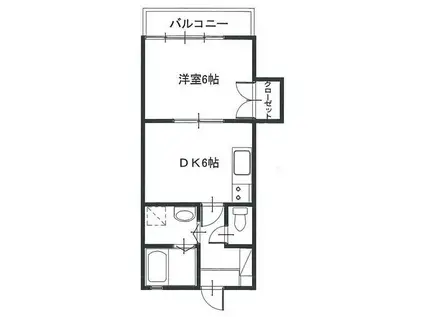 ピュアブルック(1DK/1階)の間取り写真