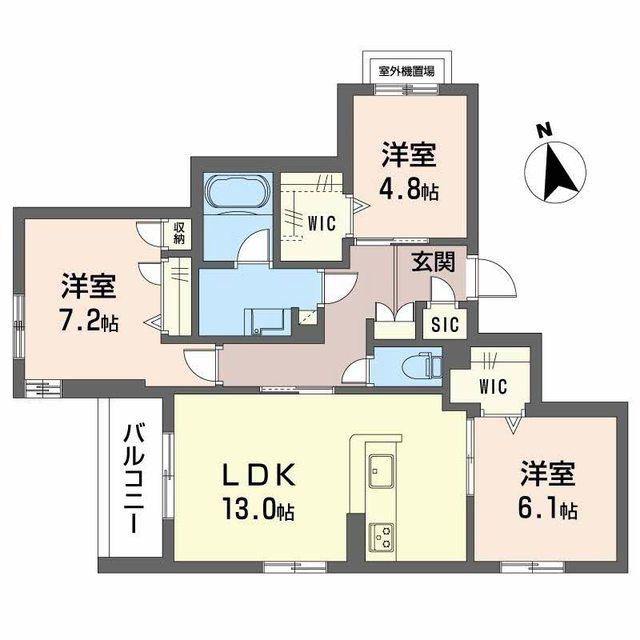 シャーメゾン伽羅橋(3LDK/2階)の間取り写真