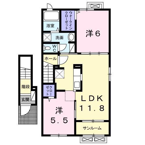 パコII(2LDK/2階)の間取り写真
