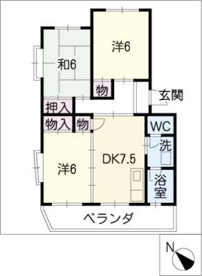 メゾンハピネス(3DK/1階)の間取り写真