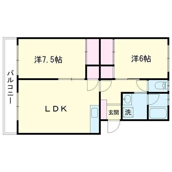 メゾンベルウェル(2LDK/2階)の間取り写真