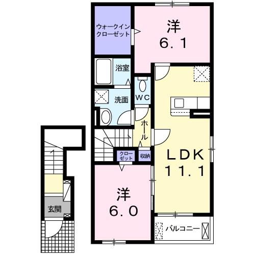 リーベ ハイム(2LDK/2階)の間取り写真