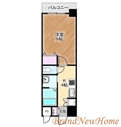 住吉橋TKハイツ(1K/4階)の間取り写真