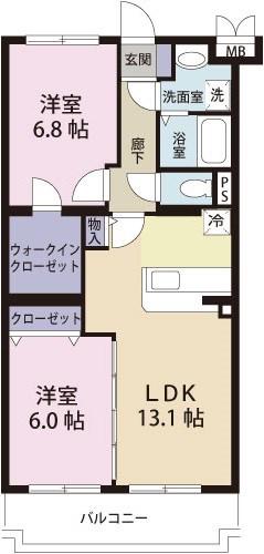 ハミングバード(2LDK/2階)の間取り写真