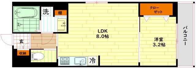 S-MOVE都島イースト(1LDK/2階)の間取り写真
