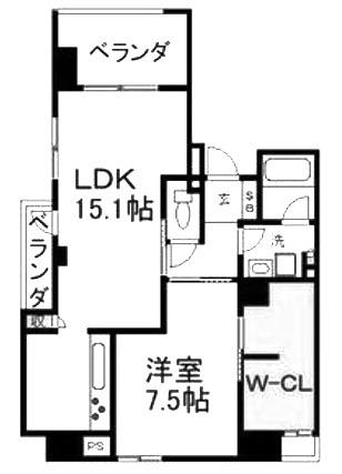 京都レジデンス岡崎神宮(1LDK/2階)の間取り写真