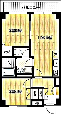 サウス1178(2LDK/5階)の間取り写真