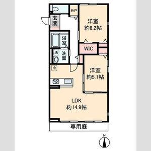 HEIM MAISON 庄内通駅東 B棟(2LDK/1階)の間取り写真