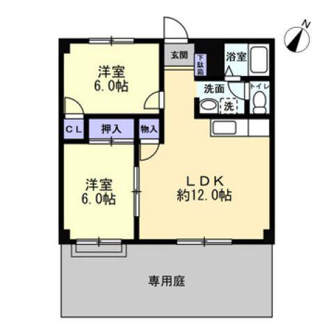 フォブール八幡(2LDK/1階)の間取り写真