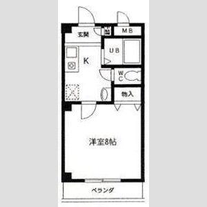 ラポール絲田(1K/2階)の間取り写真