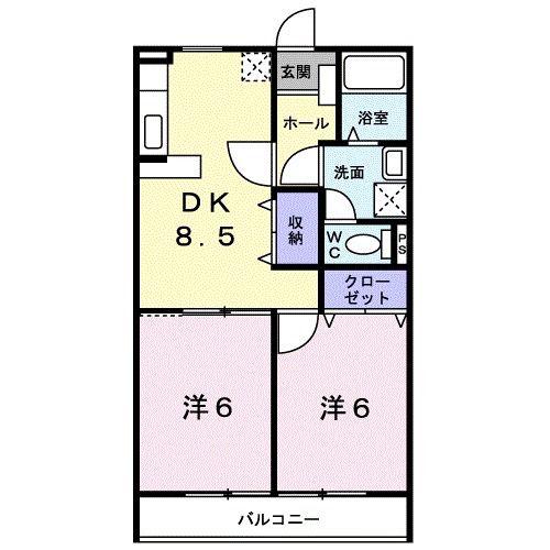 カーサ ブリーゼ(2DK/2階)の間取り写真