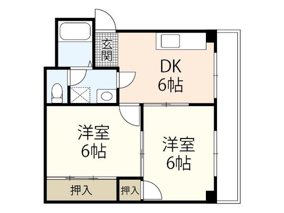 ひがきビル(2DK/5階)の間取り写真