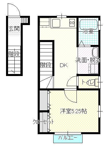 TEPPU谷田部II(1DK/2階)の間取り写真