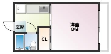 ローゼンハイツ(1K/2階)の間取り写真