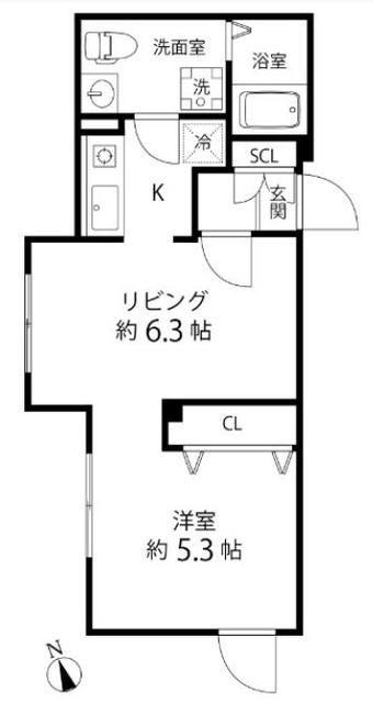 BRANCHE神楽坂(1DK/3階)の間取り写真