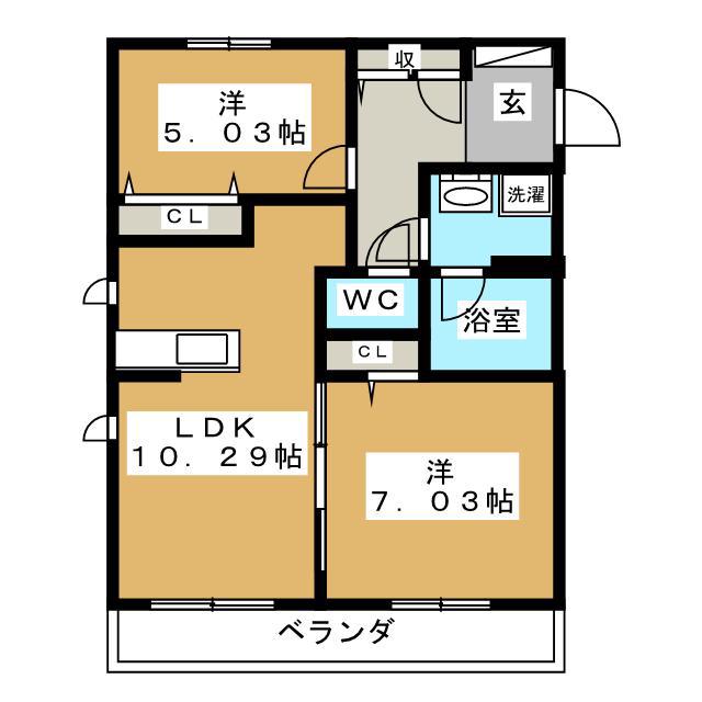 スカイパレス戸塚(2LDK/1階)の間取り写真