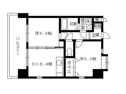 ウイングコートF館(2DK/8階)の間取り写真
