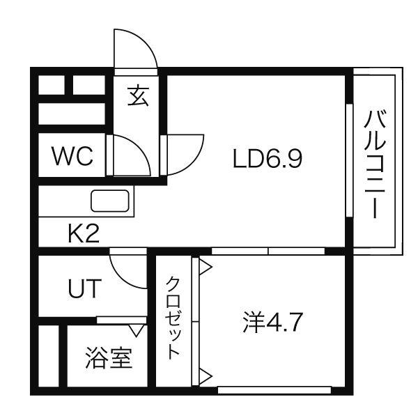カハラコートファースト(1LDK/8階)の間取り写真