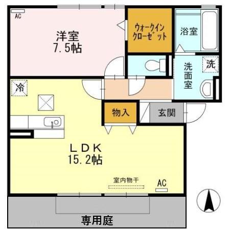 シャルマン アカネ(1LDK/1階)の間取り写真