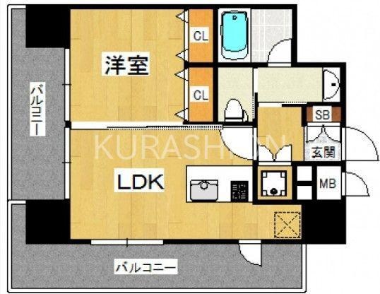 プライムアーバン博多(1LDK/3階)の間取り写真
