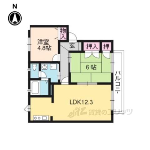 エルカスティーヨ(2LDK/2階)の間取り写真