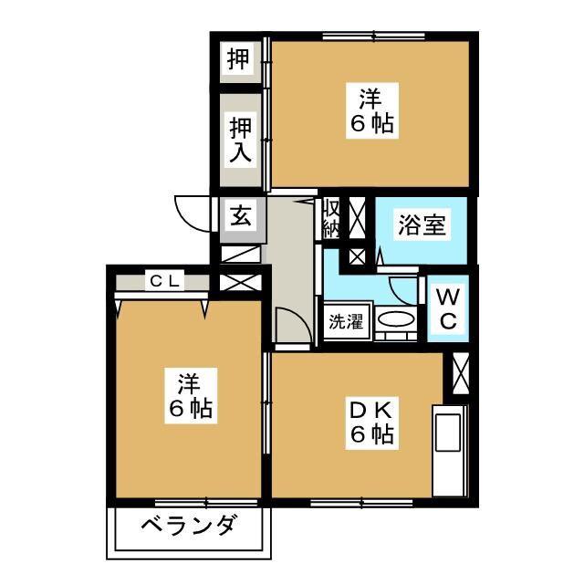 ベルデディアス(2DK/2階)の間取り写真
