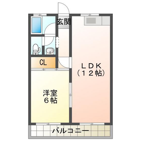 北畠ビル(1LDK/2階)の間取り写真
