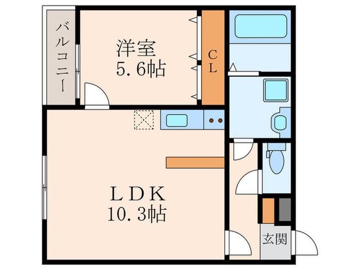 ノイヴェルM(1LDK/2階)の間取り写真