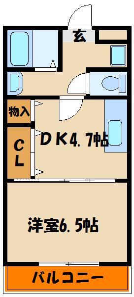 サンオーシャン(1DK/1階)の間取り写真