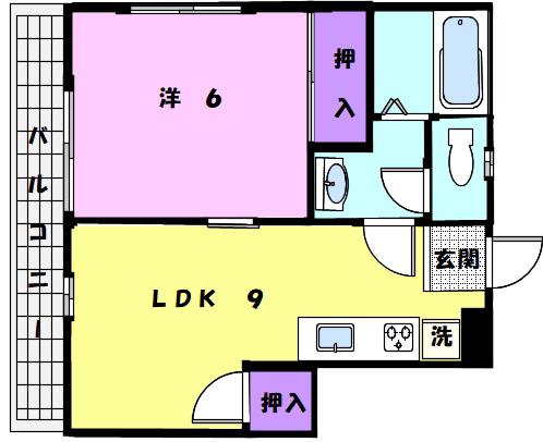 小山田ビル(1LDK/4階)の間取り写真