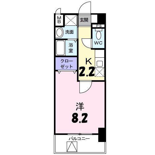 アイ フィオーレ東原(1K/3階)の間取り写真