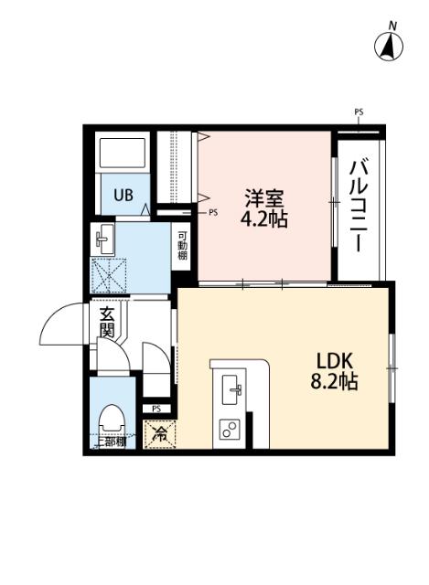 ROBOT HOME 北浦和(1LDK/2階)の間取り写真