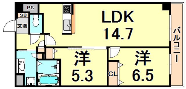 XPAVELA甲東園(2LDK/2階)の間取り写真