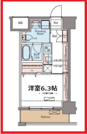ラグゼナ北千住(1K/8階)の間取り写真