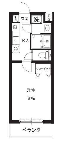 エレンシア(1K/1階)の間取り写真