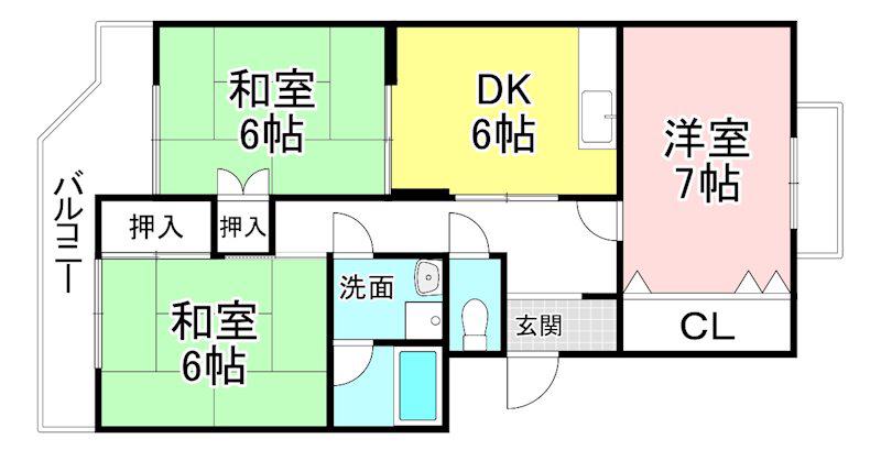 中沢壱番館(3DK/1階)の間取り写真