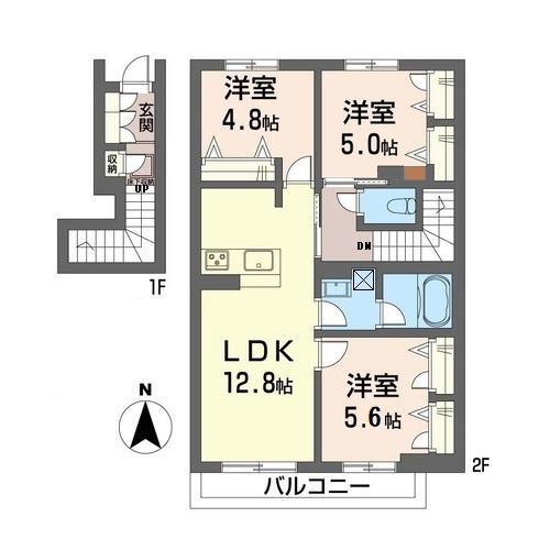 グリーン ベル(3LDK/2階)の間取り写真