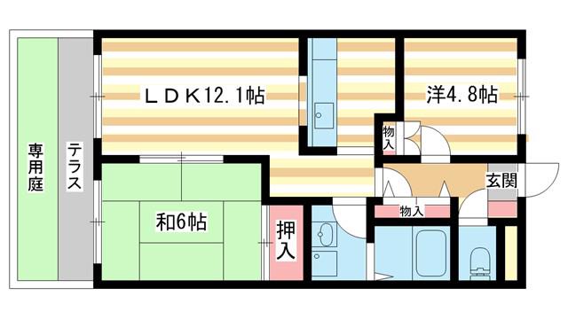 TMコーポ(2LDK/1階)の間取り写真