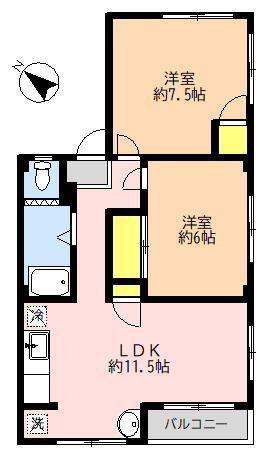 ポニーコーポラス(2LDK/2階)の間取り写真
