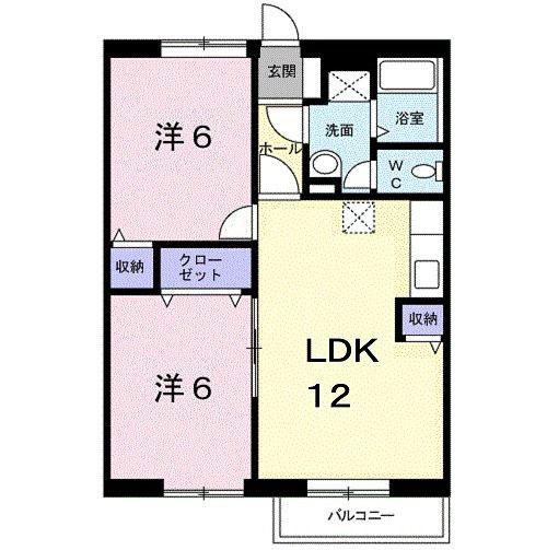 パディビレッジ鶴田A(2LDK/2階)の間取り写真