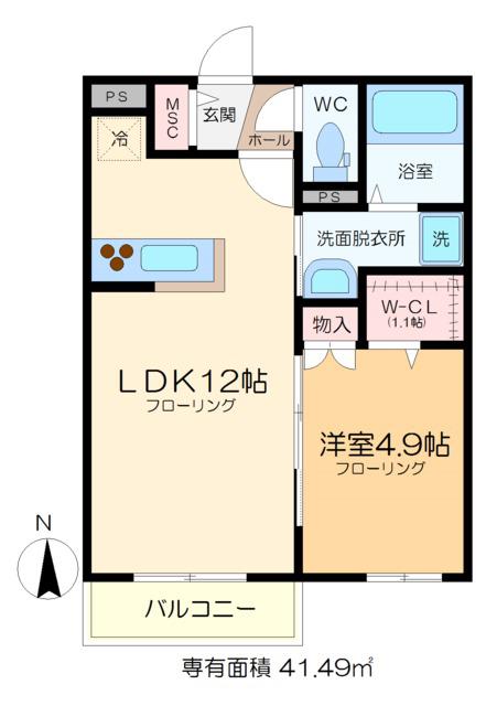 クオーレしょうぶ沼公園(1LDK/3階)の間取り写真
