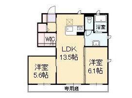 シャーメゾン・クレセオD棟(2LDK/1階)の間取り写真