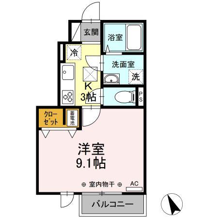 RAFFINE VILLAGE(1K/1階)の間取り写真