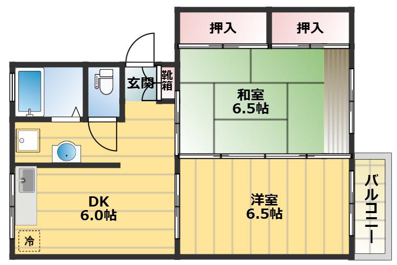シティハイム本山(2DK/2階)の間取り写真