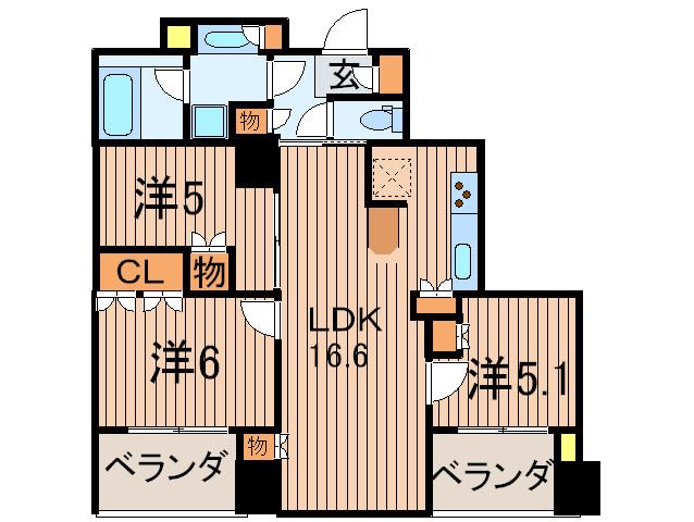 カスタリアタワー品川シーサイド(3LDK/8階)の間取り写真