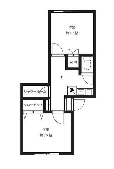 メゾンドール清水ヶ丘(2K/1階)の間取り写真