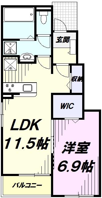 ピエデルモンテ武蔵大和(1LDK/1階)の間取り写真